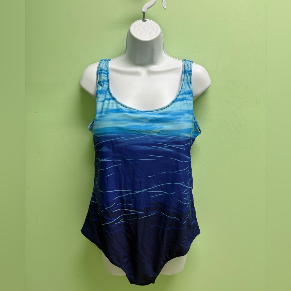 Blue Gradient Tank Top style 1 piece swimsuit. XXL. #P151